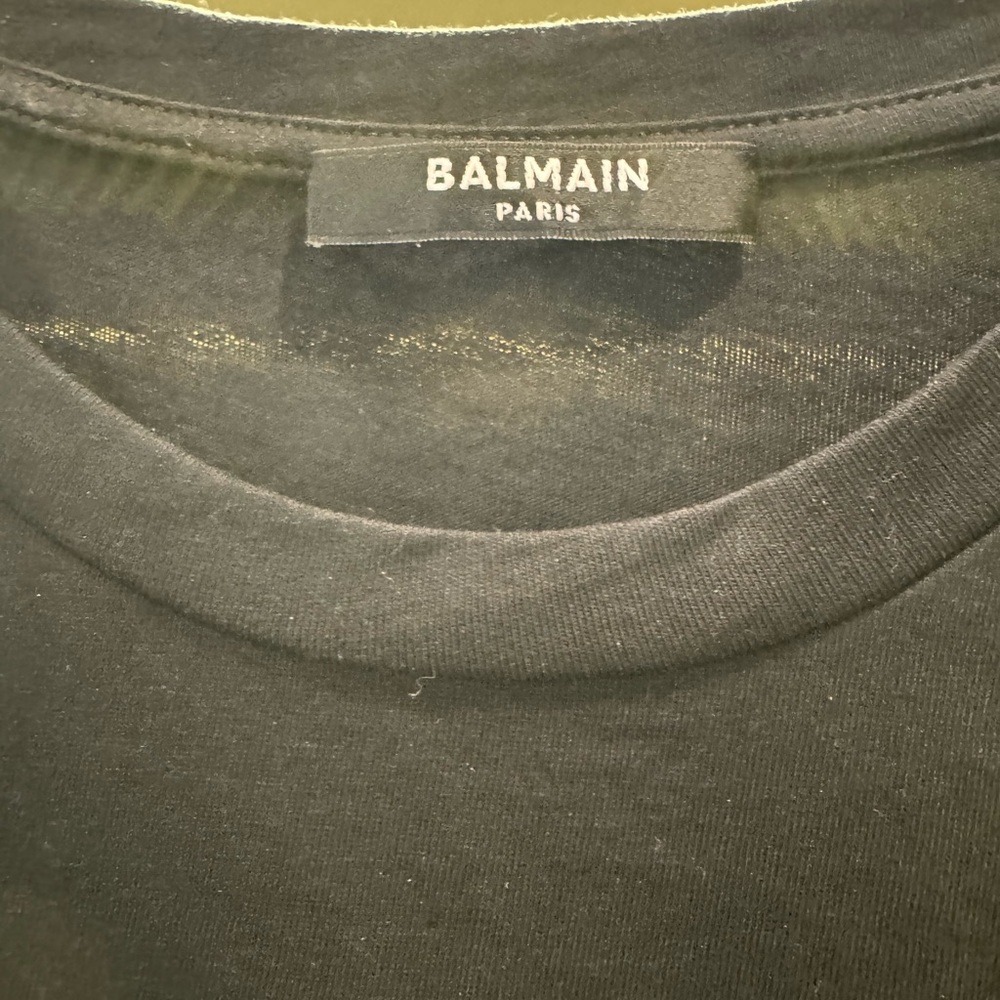 Balmain Black Crewneck Tee with Subtle Logo - Picture 4 of 5